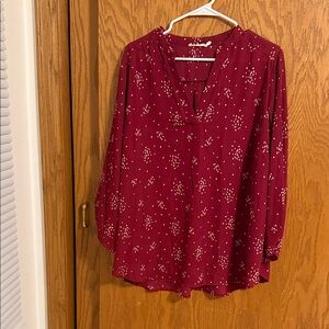 Lush Burgundy Blouse with White Speckles